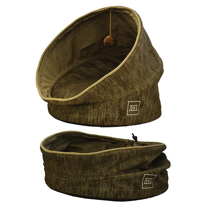 Cat Pop Up Pet Cave With Cushion For Cats & Kittens - Bark Brown - (47x47x69cm) Zeez