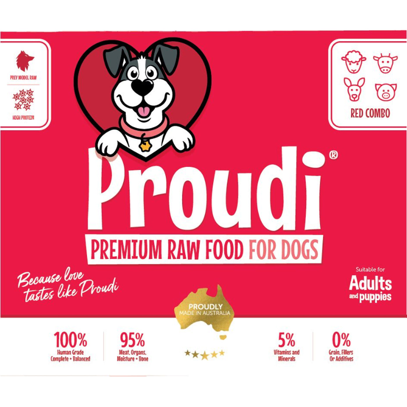 Proudi - Premium Raw Dog Food Red Combo 2.4kg