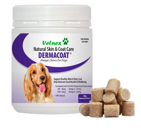 Vetnex Dermacoat Omega Chews For Dogs 300g