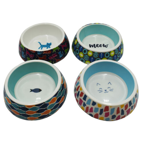 Simply Cat Double Wall Printed Pattern Melamine Cat Bowl