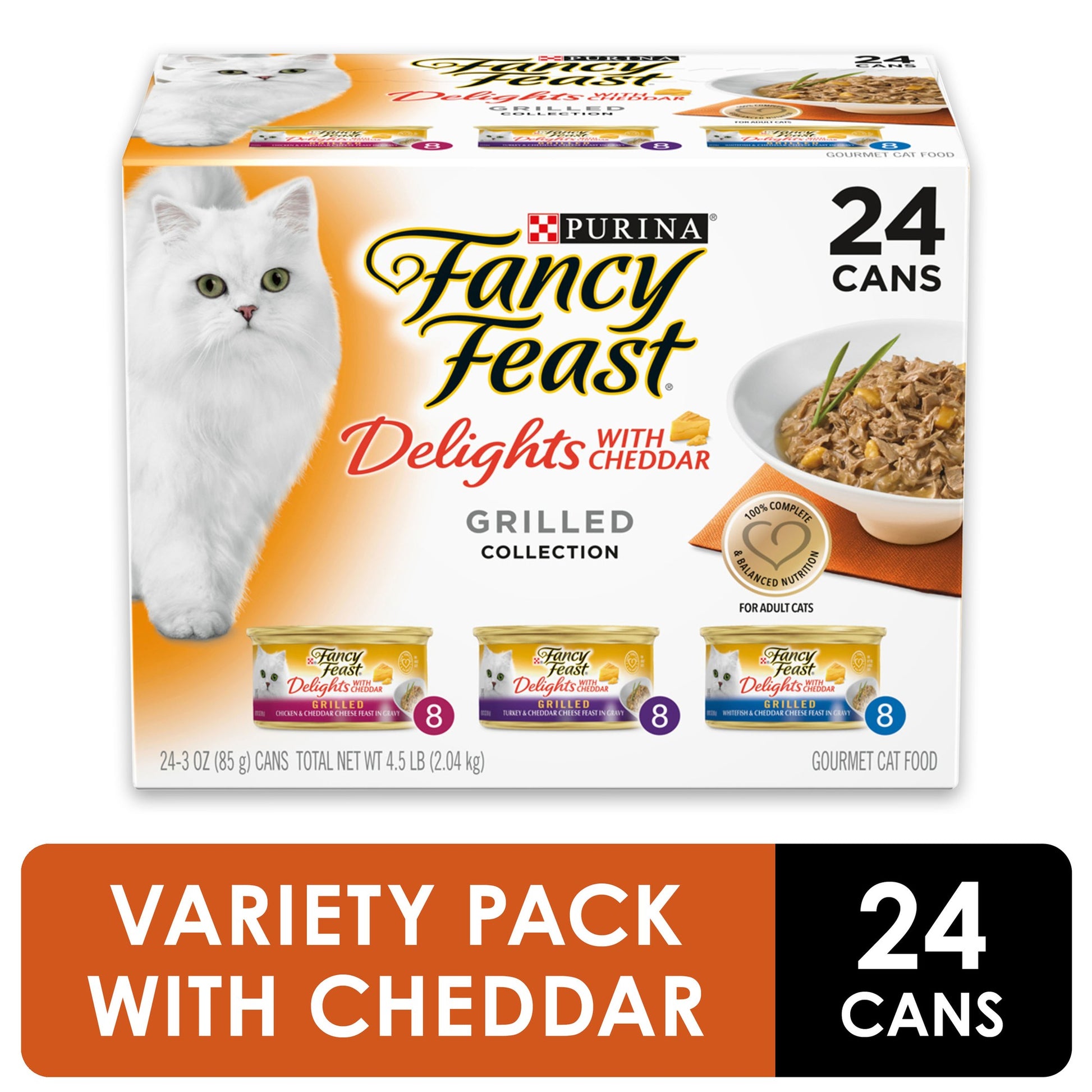 Purina Fancy Feast Delights With Cheddar Kitten Food  Wet Cat Food  Grilled  3 Oz Cans