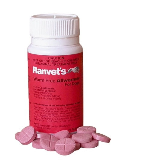 Ranvet Allwormer Tablets Dogs (10kg) 25 Pack [va:25tab Sz:10kg]