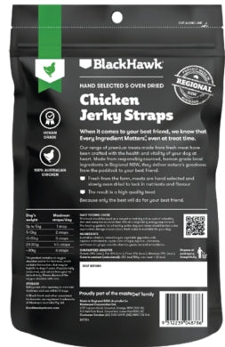 Black Hawk Dog Treats Beef Jerky Straps 100g