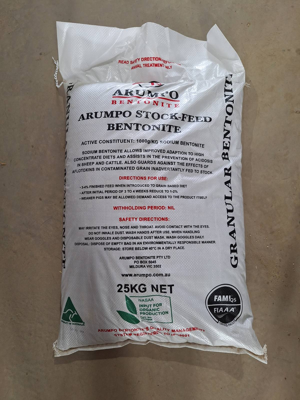 Arumpo Bentonite Gran 25kg (vic Sa)