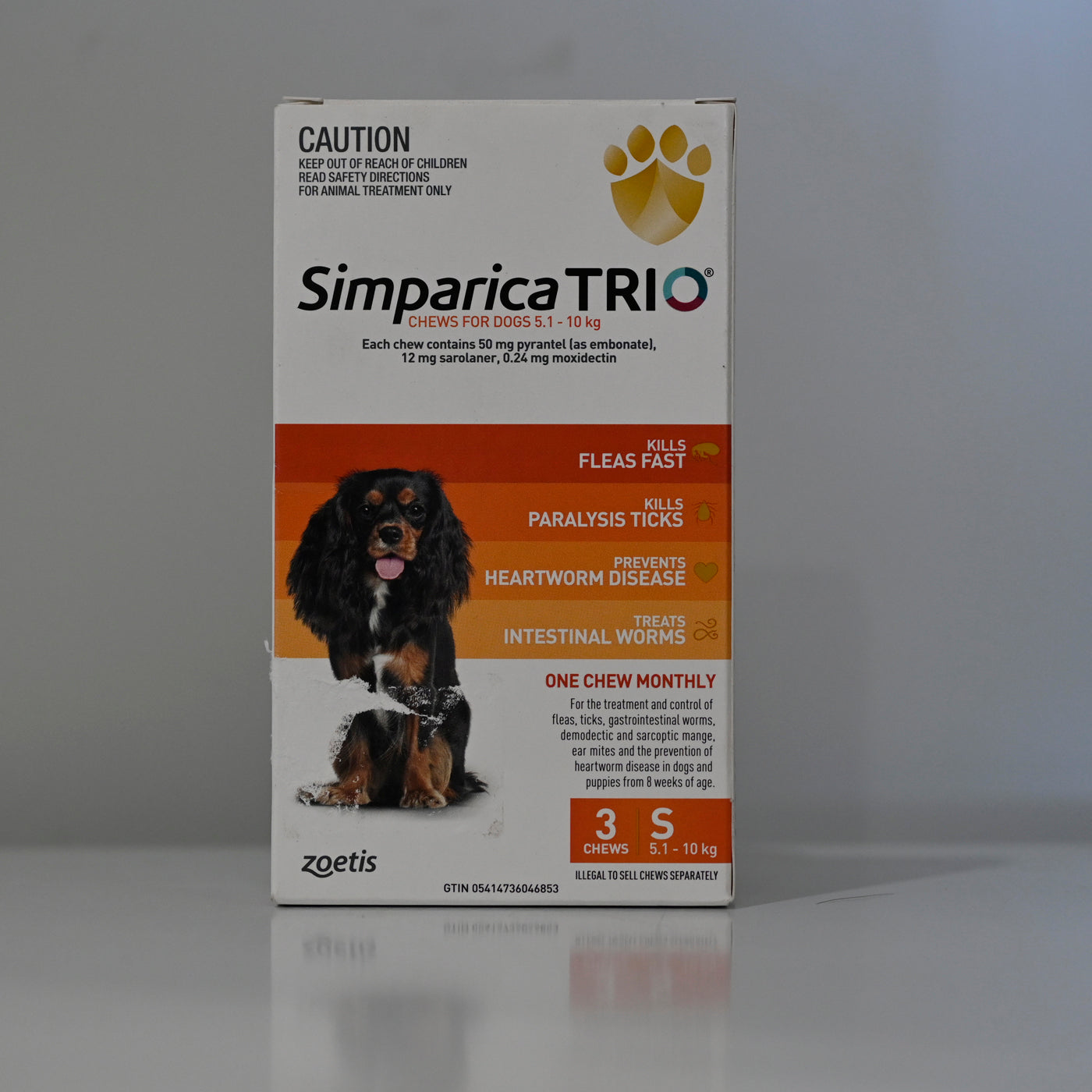 Simparica Trio Orange 5.1-10kg Small Dogs (3 Pack) [sz:5.1-10kg Qty:3pk]
