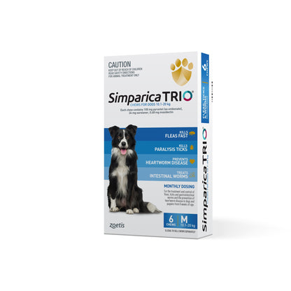 Zoetis Simparica Trio [sz:10.1-20kg Qty:6pk]