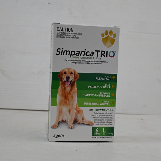 Zoetis Simparica Trio 20.1-40kg Green 6 [sz:20.1-40kg Qty:6pk]