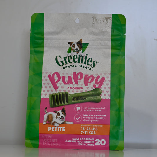 Greenies Puppy Petite Size Natural Dental Dog Treats 340g (20 Treats)