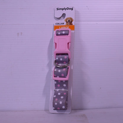 Simply Dog Collar [cl:pink And Grey Sz:large]