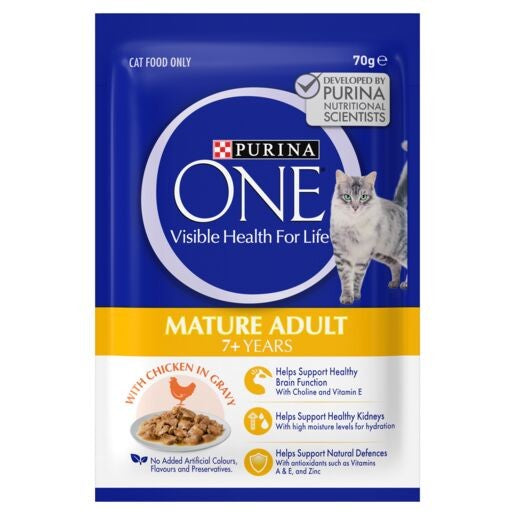 Purina One Adult Mature 7+ With Chicken In Gravy Wet Cat Food 70g