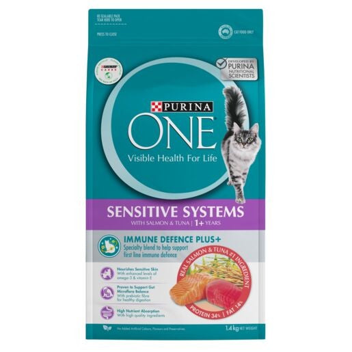 Purina One Adult Sensitive Salmon & Tuna Dry Cat Food 1.4kg