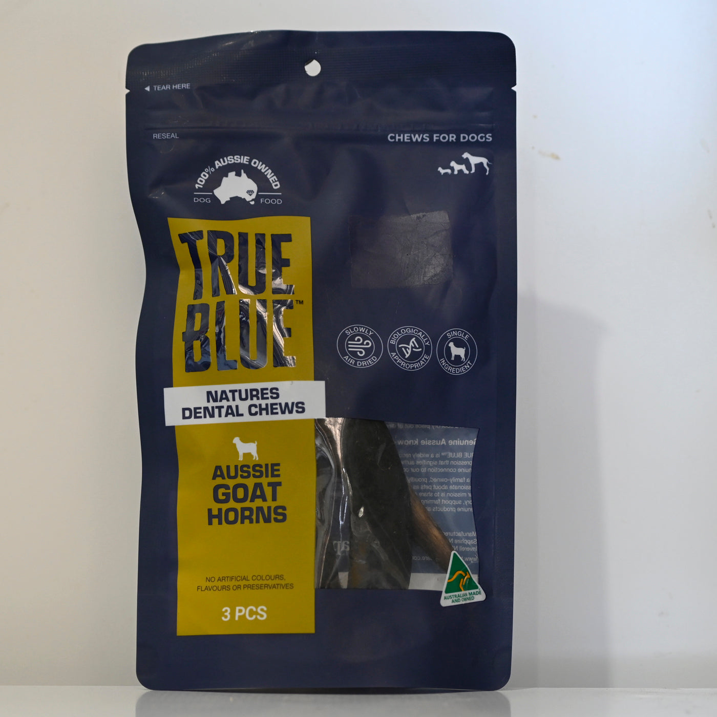True Blue Aussie Goat Horns Chews For Dogs -3pc