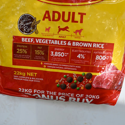 Coprice Dog Food Working Dog Beef 22kg Bonus Bag