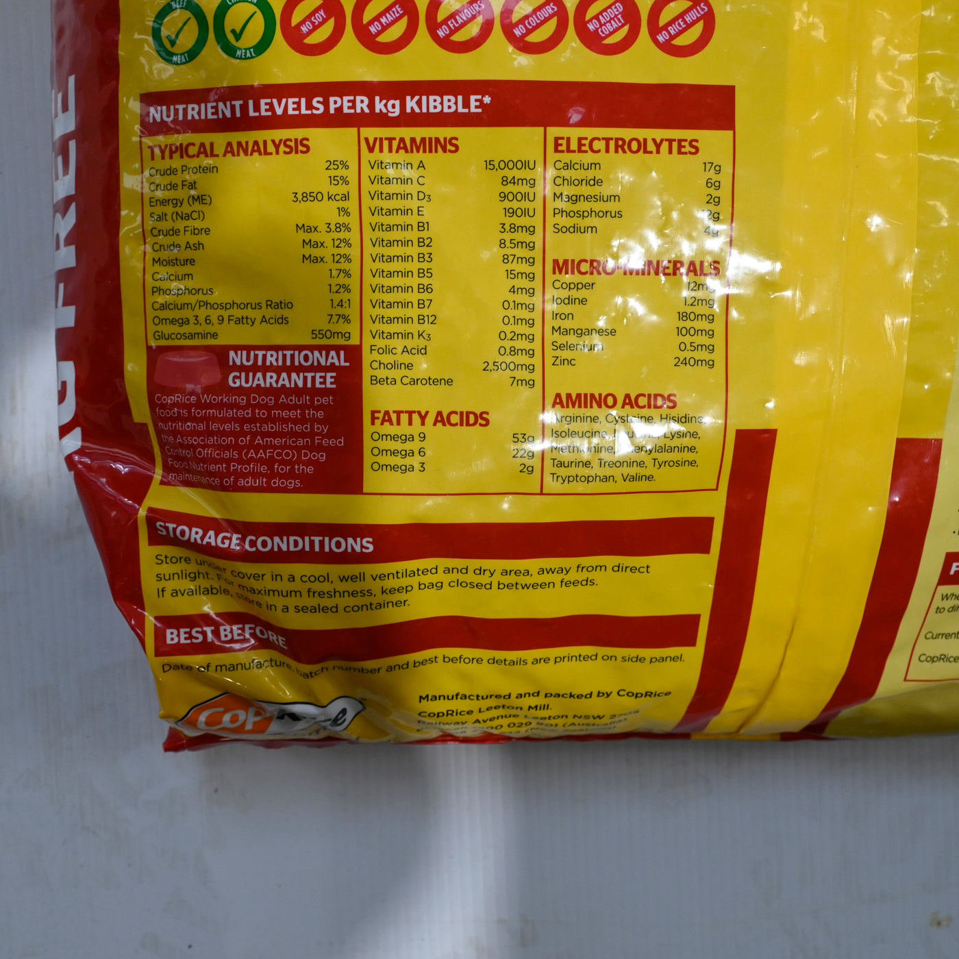 Coprice Dog Food Working Dog Beef 22kg Bonus Bag