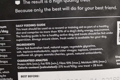 Black Hawk Dog Treats Beef Jerky Straps 100g