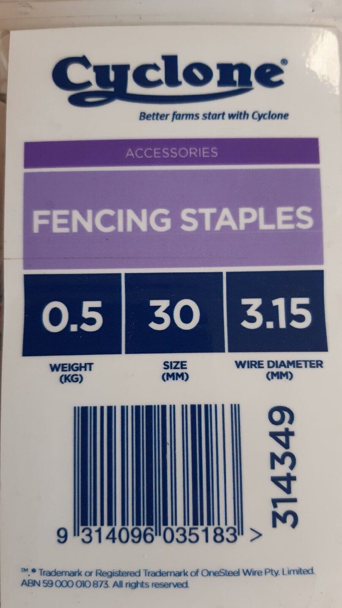 Cycl Staples 30mm X 3.15mm 500gm