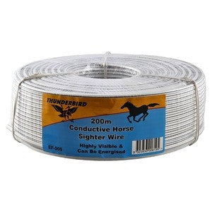 Thunderbird 200m Conductive Horse Sighter Wire - White / Black
