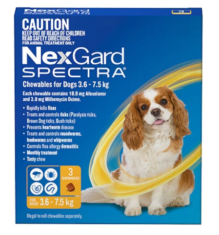 Nexgard Spectra Dogs 3.6-7.5kg 3 Pk [sz:3.6-7.5kg Qty:3pk]