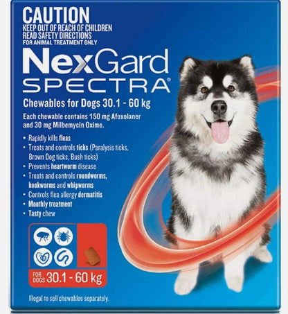 Nexgard Spectra Dogs 30.1-60kg 3 Pk [sz:30.1-60kg Qty:3pk]