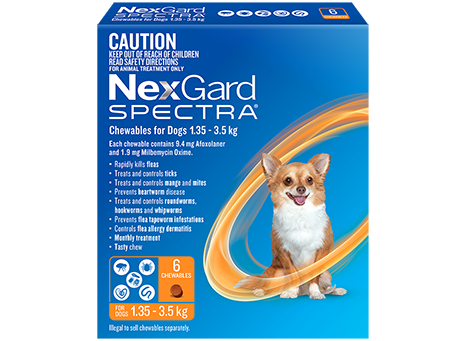 Nexgard Spectra Dogs 2-3.5kg 6 Pk [sz:2-3.5kg Qty:6pk]