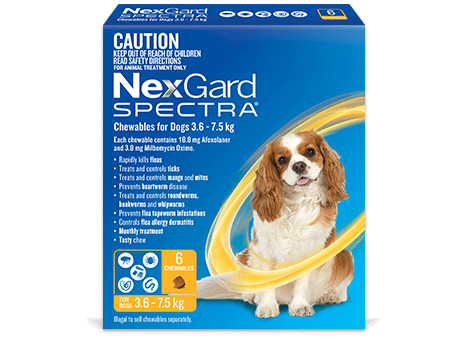 Nexgard Spectra Dogs 3.6-7.5kg 6 Pk [sz:3.6-7.5kg Qty:6pk]