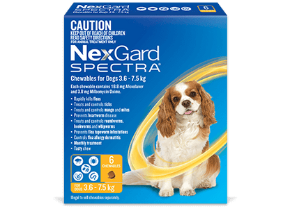 Nexgard Spectra Dogs 3.6-7.5kg 6 Pk [sz:3.6-7.5kg Qty:6pk]