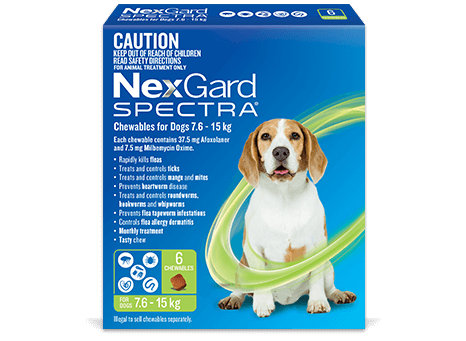 Nexgard Spectra Dogs 7.6 -15kg 6 Pk [sz:7.6-15kg Qty:6pk]