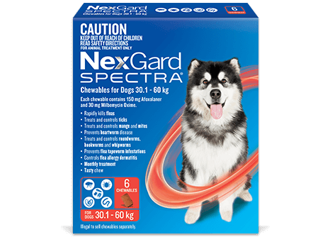 Nexgard Spectra Dogs 30.1-60kg 6 Pk [sz:30.1-60kg Qty:6pk]