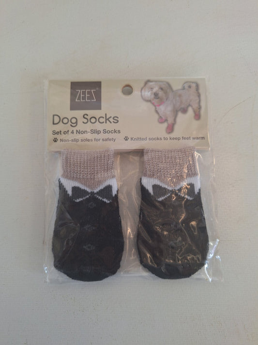 Zeez Non-slip Pet Socks Black Tuxedo Medium 3x7.5cm