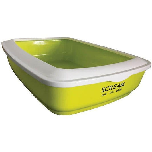 Scream Rectangle Cat Litter Tray Removable Rim Loud Green [cl:green]