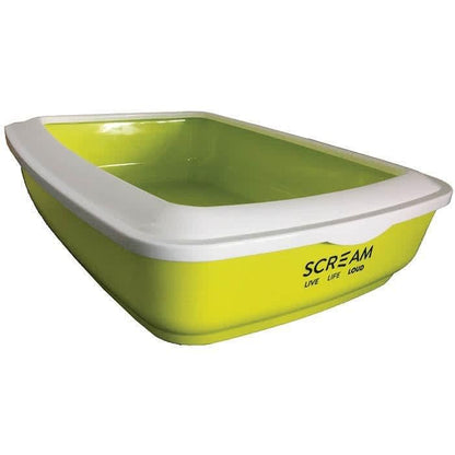 Scream Rectangle Cat Litter Tray Removable Rim Loud Green [cl:green]