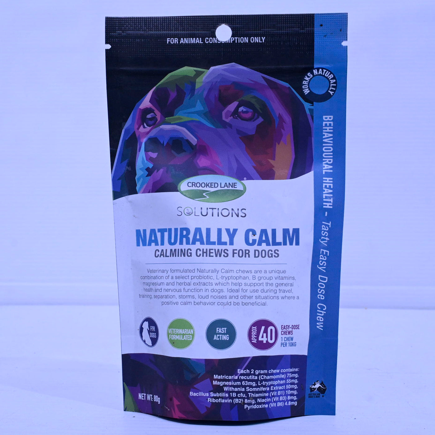 Zoo Pets Crooked Lane Naturally Calm Calming Chews For Dogs (80g)