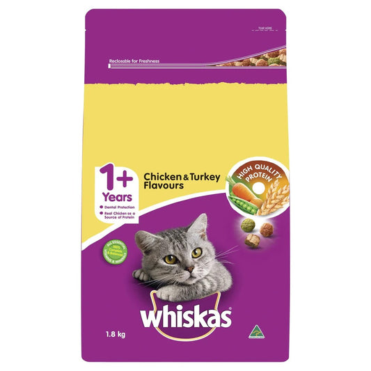 Whiskas Dry Adult Chicken And Turkey 1.8kg