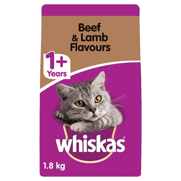 Whiskas Dry Adult Beef And Lamb 1.8kg