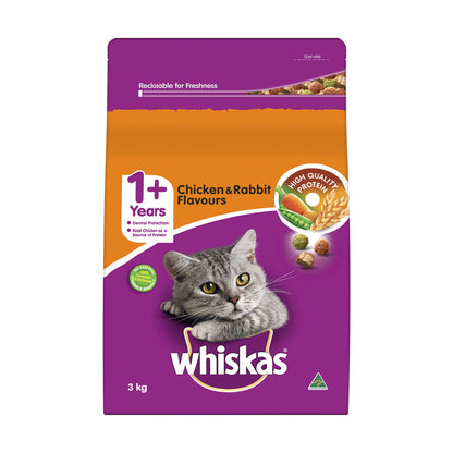 Whiskas Dry Adult Chicken And Rabbit 3kg