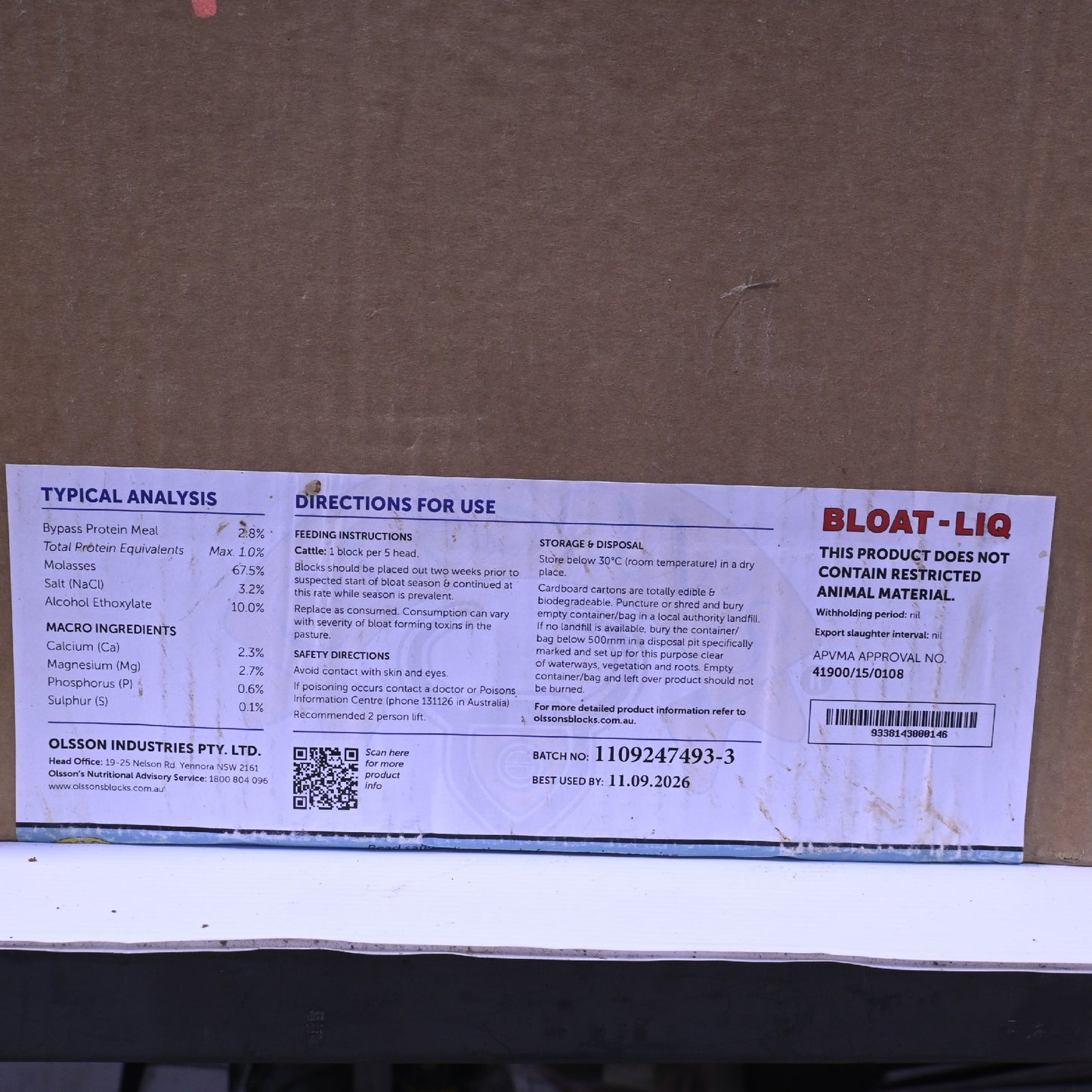 Olssons Bloat Liq 15kg 