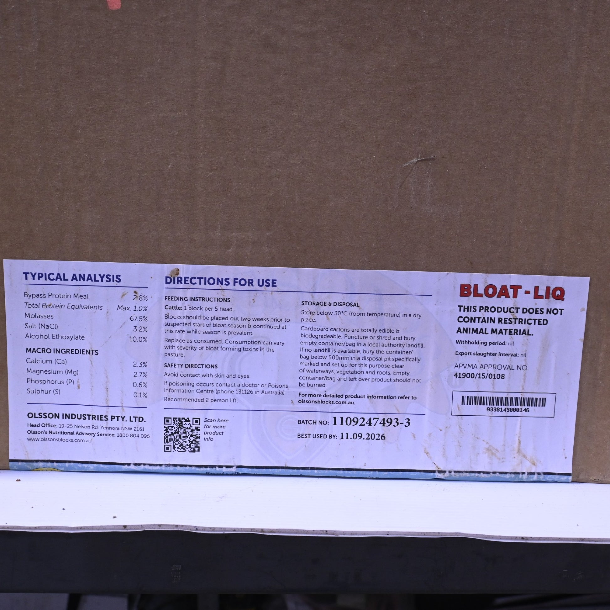 Olssons Bloat Liq 15kg 
