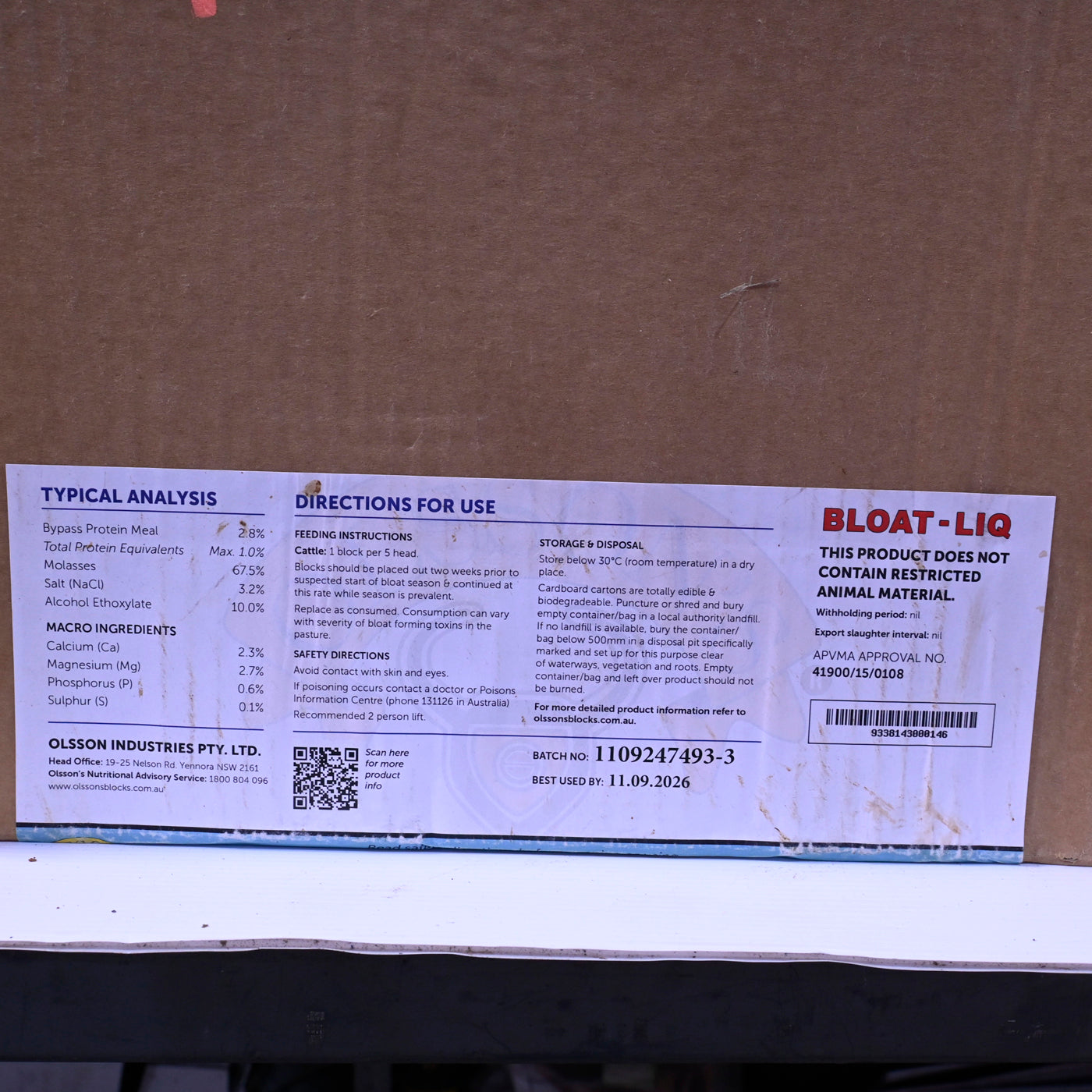 Olssons Bloat Liq 15kg 