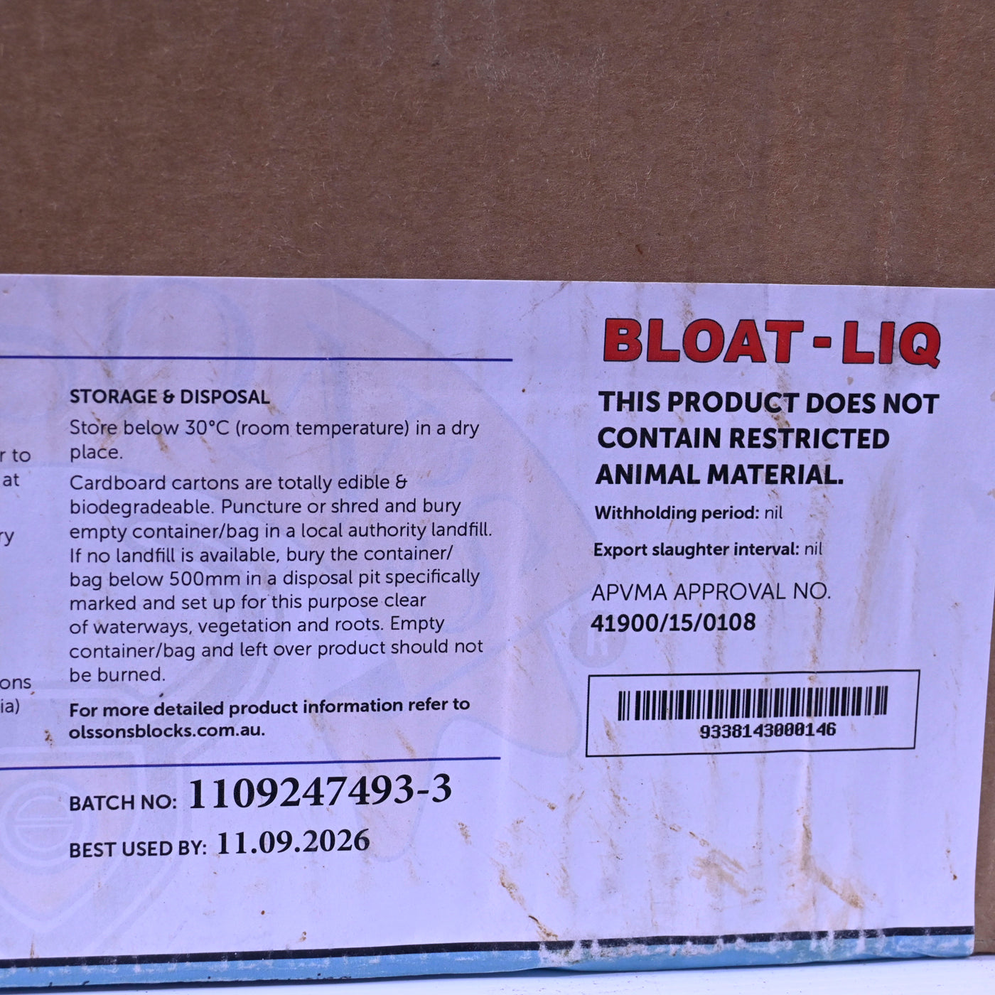 Olssons Bloat Liq 15kg 