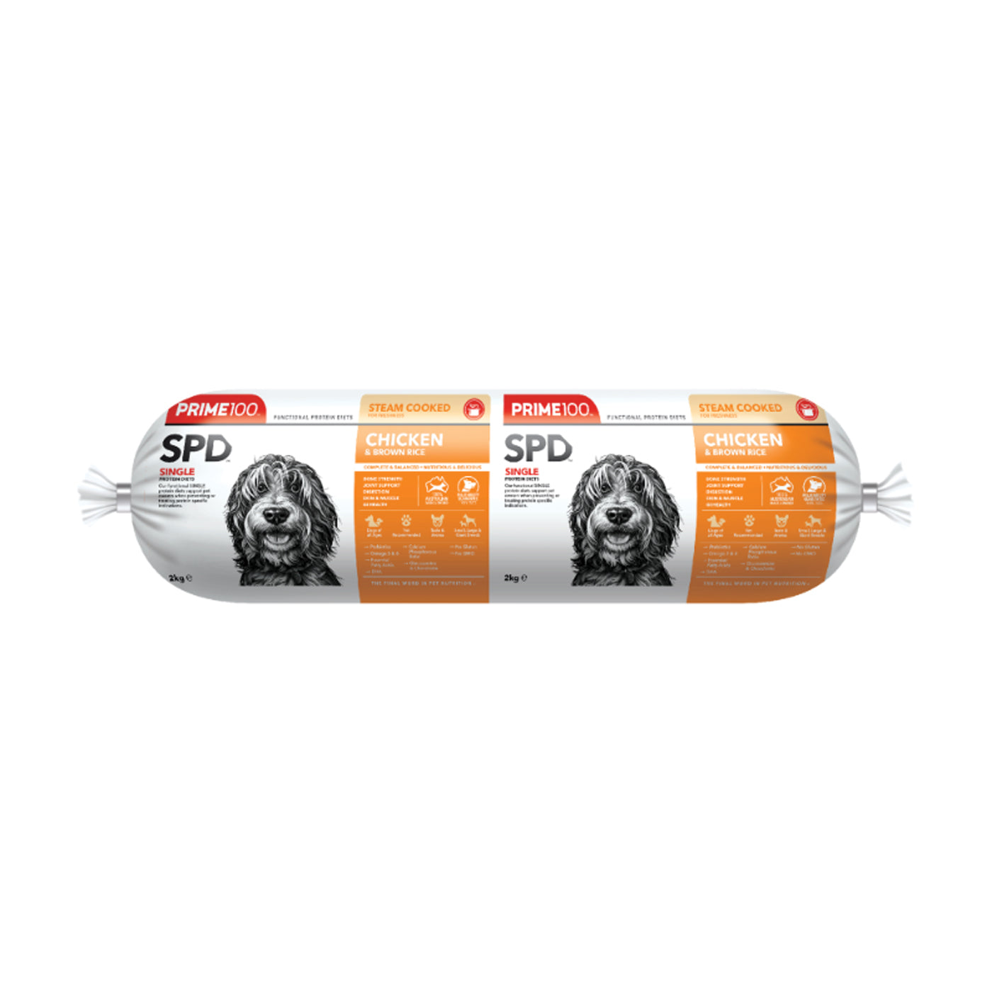 Prime100 Chicken & Brown Rice 2kg Roll