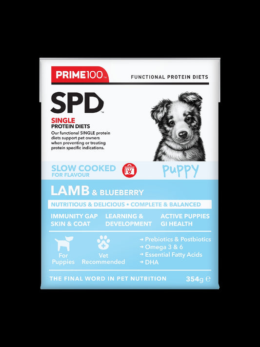 Prime Spd Slow Cooked Puppy Lamb & Bberry 354g [fl:lamb]