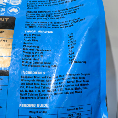 Enduro Dog Food Varieties [ps:9 Kg Bf:complete]