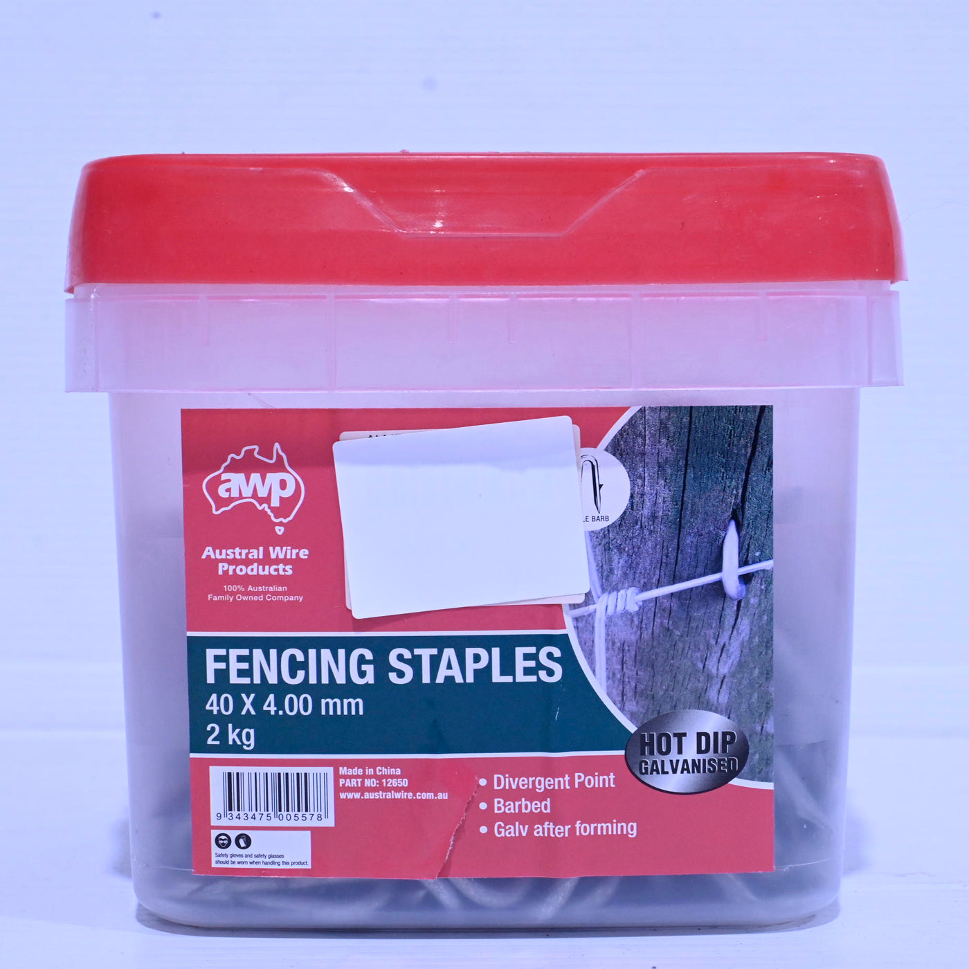 Awp Fencing Staples Hdg Barbed 40x4mm 2kg Box [sz:2kg]