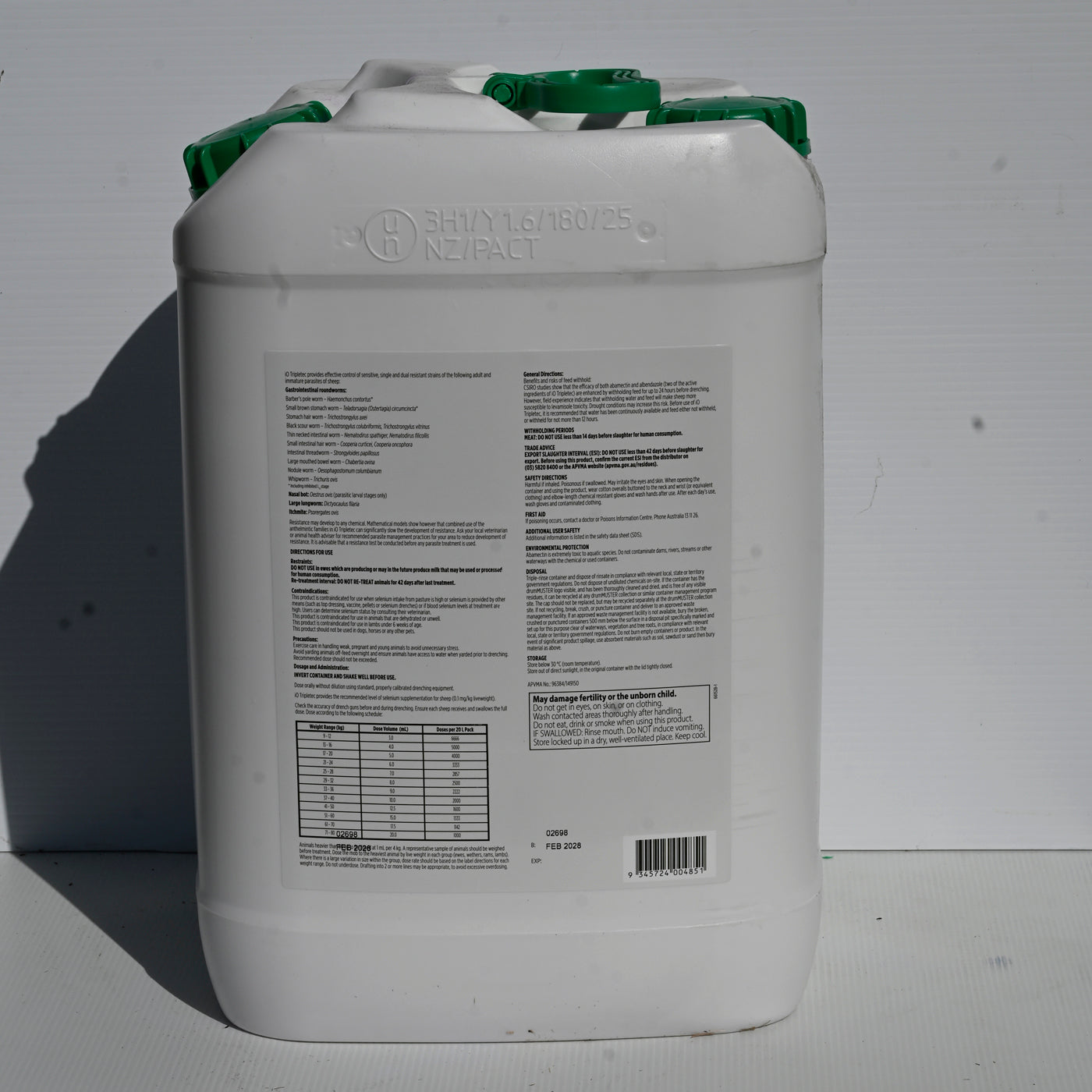 Io Tripletec Combo Drench Sheep 20 Litre