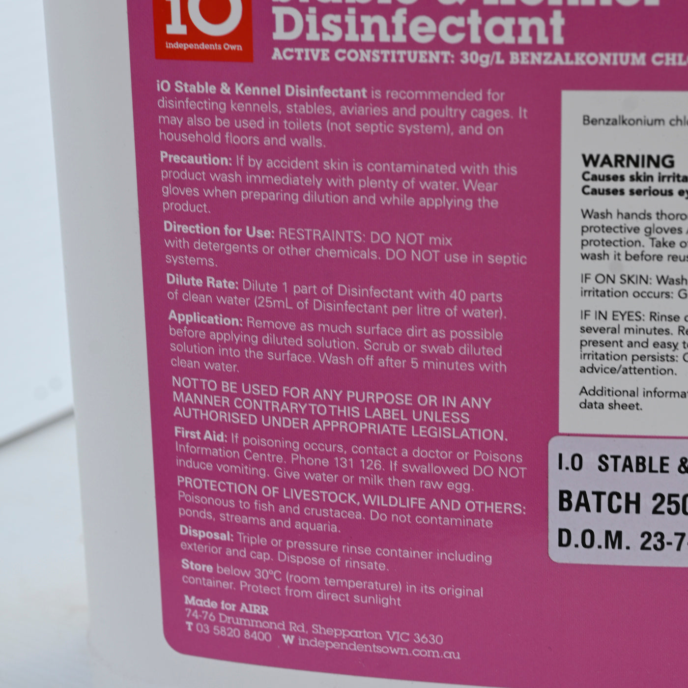 Io Stable & Kennel Disinfectant 5ltr