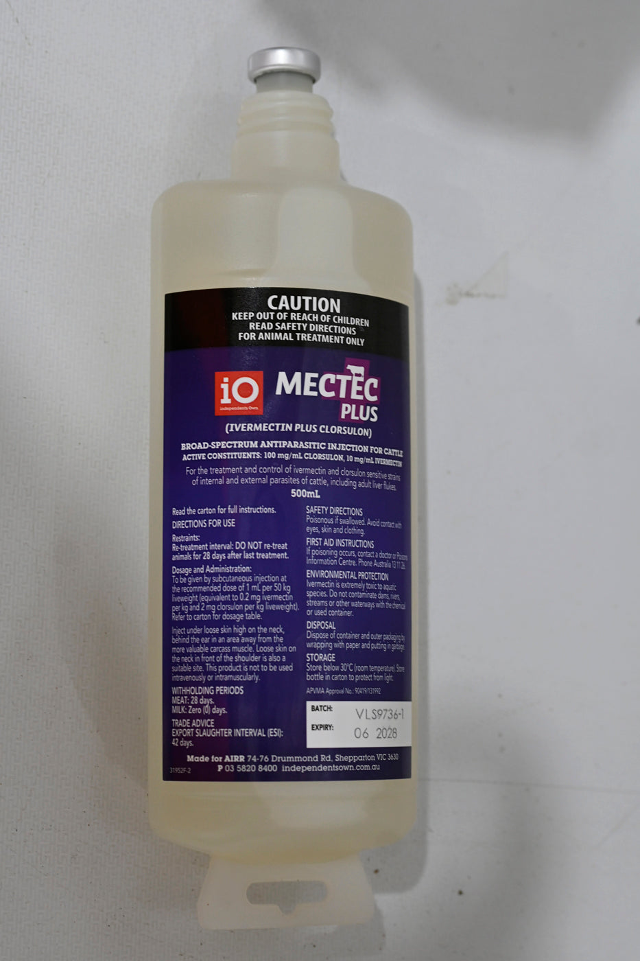 Io Mectec Plus Fluke Inj Cattle 500ml