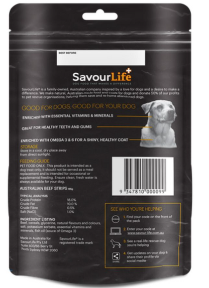 Savour Life Premium Dog Treat Strips Beef 165g