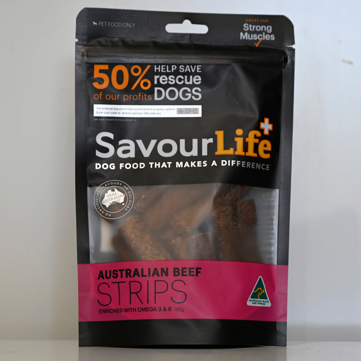 Savour Life Premium Dog Treat Strips Beef 165g
