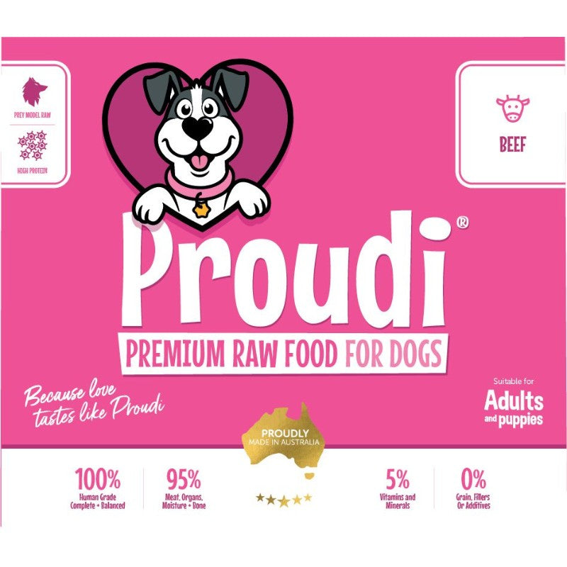 Proudi Premium Raw Dog Food Beef 2.4kg