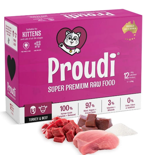 Proudi Premium Raw Kitten Food Turkey & Beef